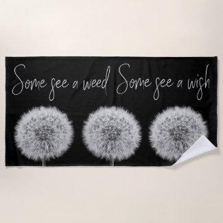 Motivational quote dandelions floral black & white