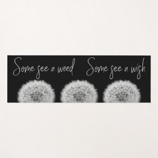 Inspiring dandelions black and white macro photo yoga mat