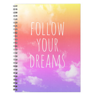 Inspiring Follow Your Dreams Pink Quote Notebook