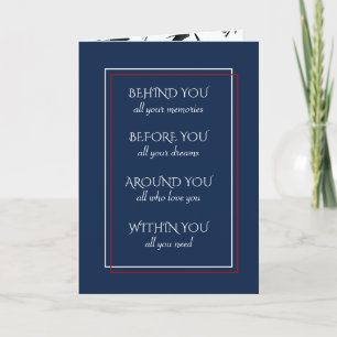 Inspiring Graduation Text On Navy Blue Card