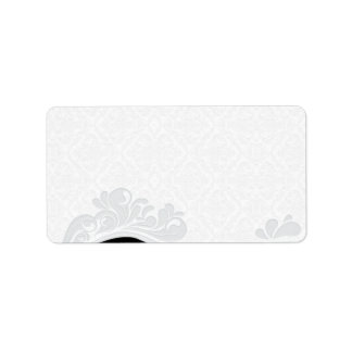 Inspiring Grey floral and damask pattern Label