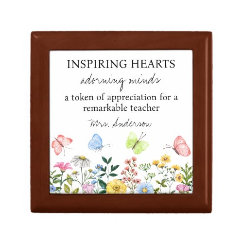 Inspiring Hearts Adorning Minds Teacher Thank You Gift Box