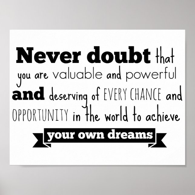 Inspiring Hillary Clinton Speech Quote Poster (Front)