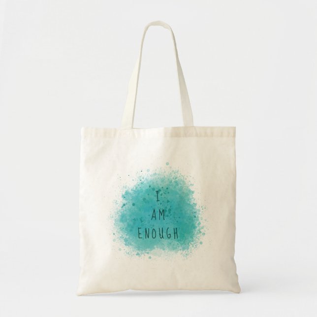Inspiring I Am Enough Simple Affirmation Quote Tote Bag (Front)