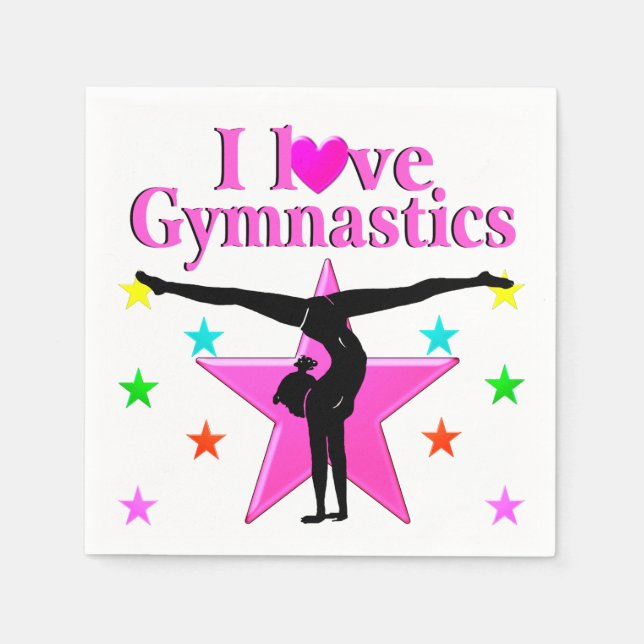 INSPIRING I LOVE GYMNASTICS DESIGN PAPER NAPKINS (Front)