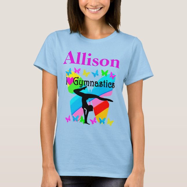 INSPIRING I LOVE GYMNASTICS PERSONALIZED T SHIRT (Front)