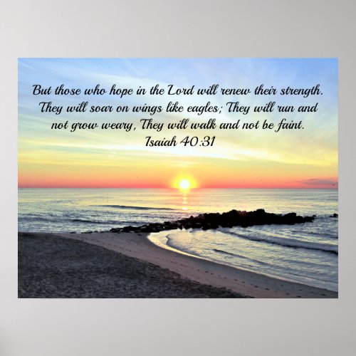 Inspiring Isaiah 4031 Sunrise Bible Verse Poster