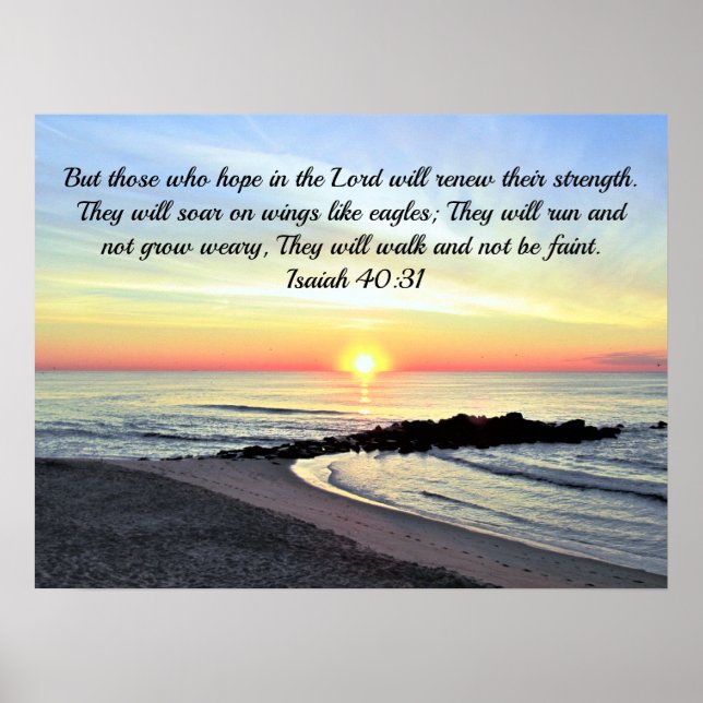 Inspiring Isaiah 40:31 Sunrise Bible Verse Poster (Front)