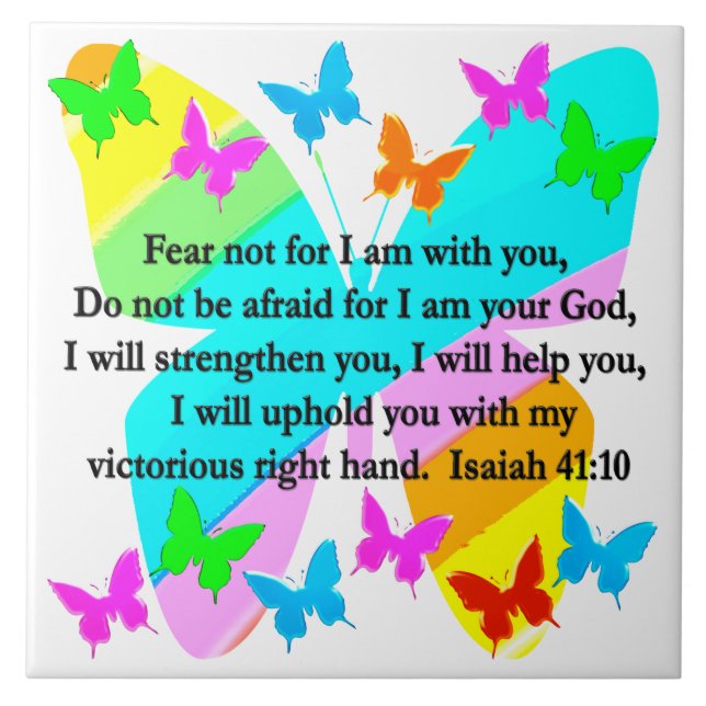 INSPIRING ISAIAH 41:10 BIBLE VERSE DESIGN CERAMIC TILE (Front)