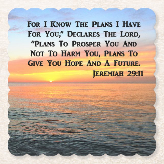 INSPIRING JEREMIAH 29:11 SUNRISE PAPER COASTER (Front)
