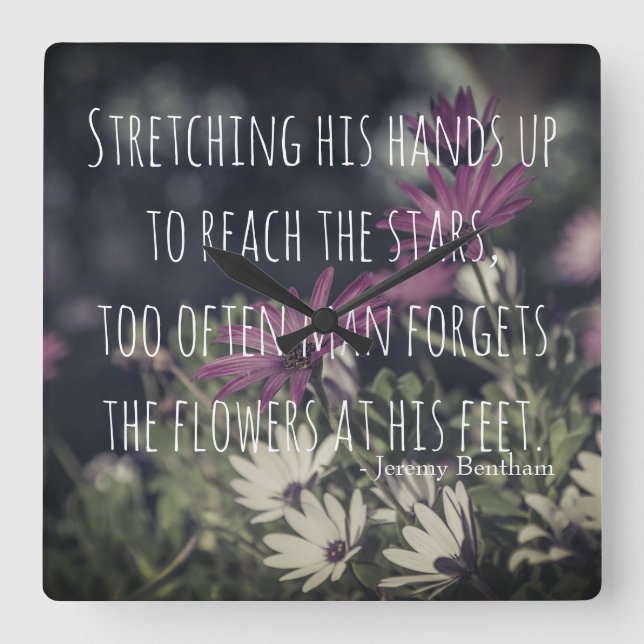 Inspiring Jeremy Bentham Quote Square Wall Clock (Front)