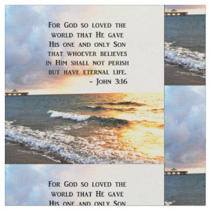 INSPIRING JOHN 3:16 OCEAN PHOTO DESIGN FABRIC