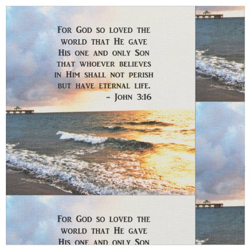 INSPIRING JOHN 3:16 OCEAN PHOTO DESIGN FABRIC