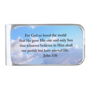 INSPIRING JOHN 3:16 PHOTO SILVER FINISH MONEY CLIP