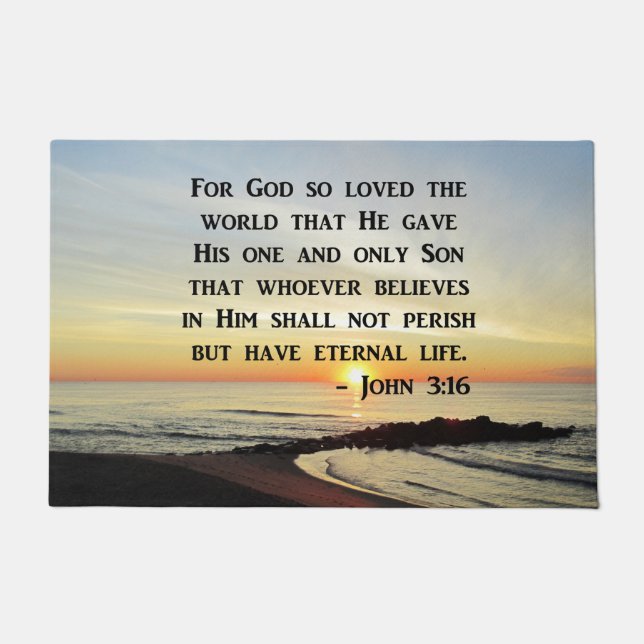 INSPIRING JOHN 3:16 SUNRISE PHOTO DESIGN DOORMAT (Front)