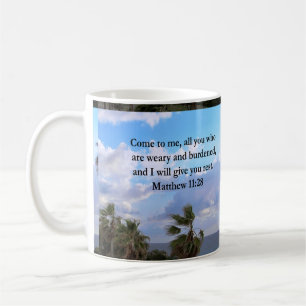 INSPIRING MATTHEW 11:28 SCRIPTURE DESIGN COFFEE MUG