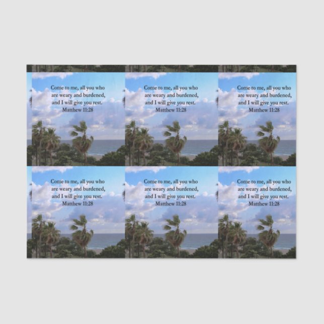 INSPIRING MATTHEW 11:28 SCRIPTURE DESIGN TISSUE PAPER (Front)