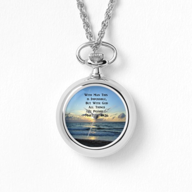 INSPIRING MATTHEW 19:26 SCRIPTURE PHOTO WATCH (Front)