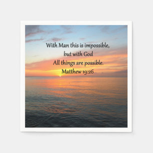 INSPIRING MATTHEW 19:26 SUNRISE DESIGN PAPER NAPKINS