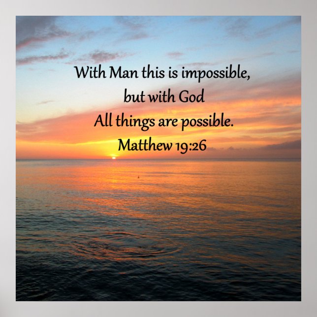 INSPIRING MATTHEW 19:26 SUNRISE DESIGN POSTER (Front)
