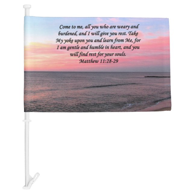 INSPIRING MATTHEW 28 OCEAN PHOTO DESIGN CAR FLAG (Front)