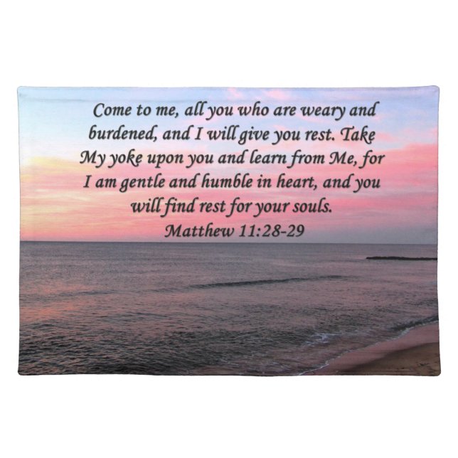 INSPIRING MATTHEW 28 OCEAN PHOTO DESIGN CLOTH PLACEMAT (Front)
