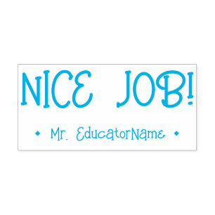 Inspiring "NICE JOB!" Tutor Feedback Rubber Stamp