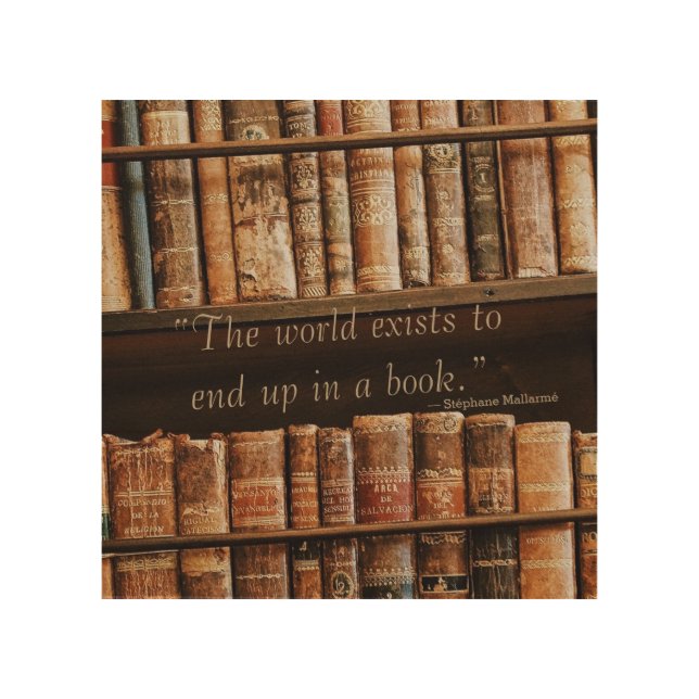 Inspiring Old Book Quote Wood Wall Art (Front)
