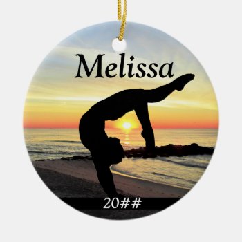Inspiring Personalized Gymnast Girl Ornament by MySportsStar at Zazzle