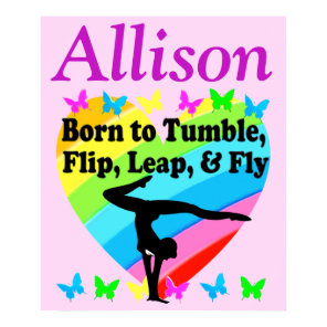 INSPIRING PERSONALIZED PINK GYMNASTICS POSTER