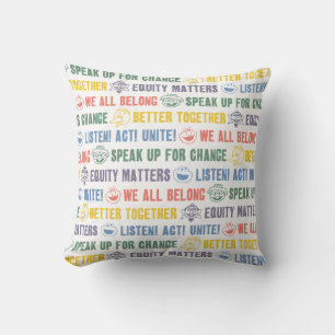 Inspiring Phrases Pattern Throw Pillow