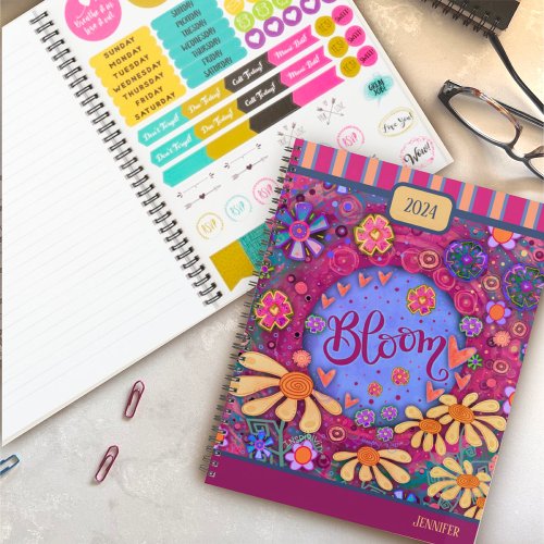 Inspiring Pretty Floral Bloom Personalized Fun  Planner