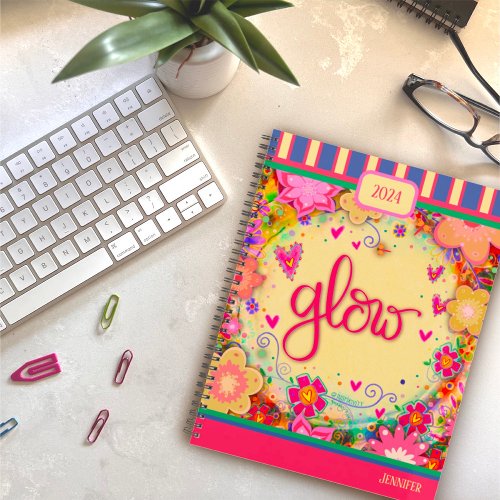 Inspiring Pretty Floral Glow Personalized Fun  Planner