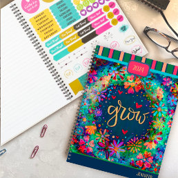 Inspiring Pretty Floral Grow Personalized Fun  Planner