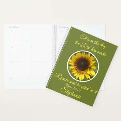 Inspiring Psalm 11824 Sunflower Personalized Planner