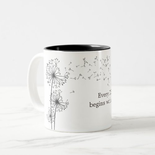 Inspiring Quote Graphic Dandelion Two_Tone Coffee Mug