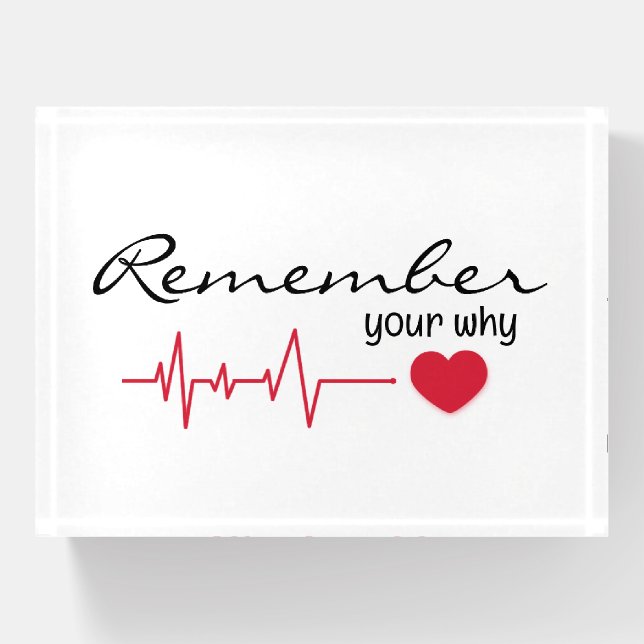 Inspiring Quote With Red Heartbeat Paperweight (Front)