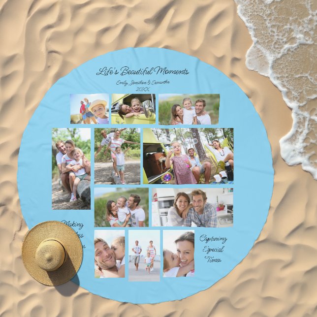 Inspiring Quotes 11 photo collage Blue Beach Towel (Beach)