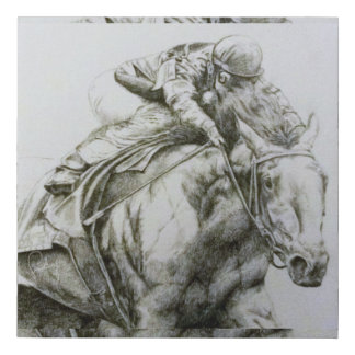 Inspiring Race Horse Drawing Faux Canvas Print