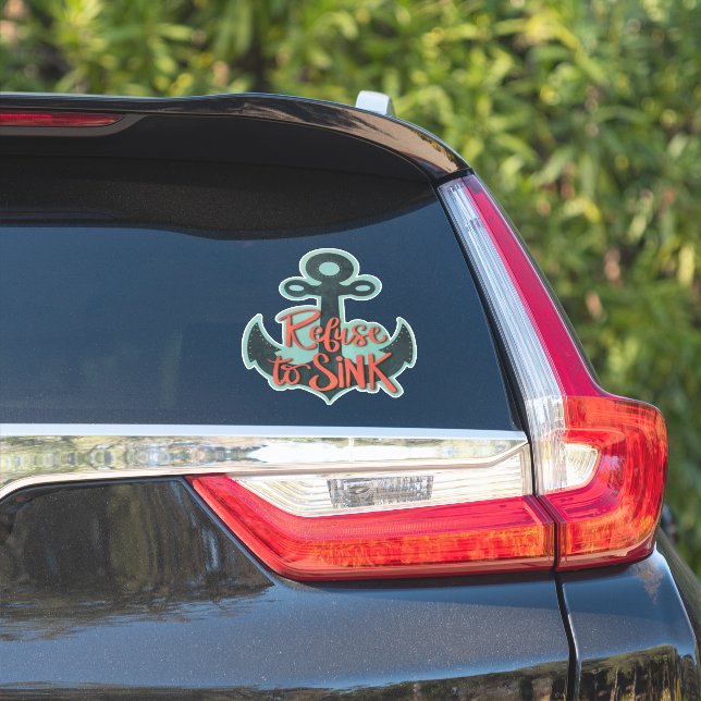 Inspiring Refuse to Sink Fun Anchor Inspirivity Sticker (Car Side)