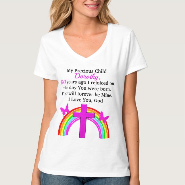 INSPIRING RELIGIOUS PERSONALIZED 90TH BIRTHDAY T-Shirt (Front)