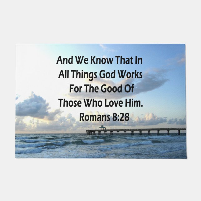 INSPIRING ROMANS 8:28 BIBLE VERSE DOORMAT (Front)
