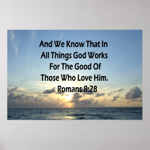 INSPIRING ROMANS 8:28 BIBLE VERSE POSTER