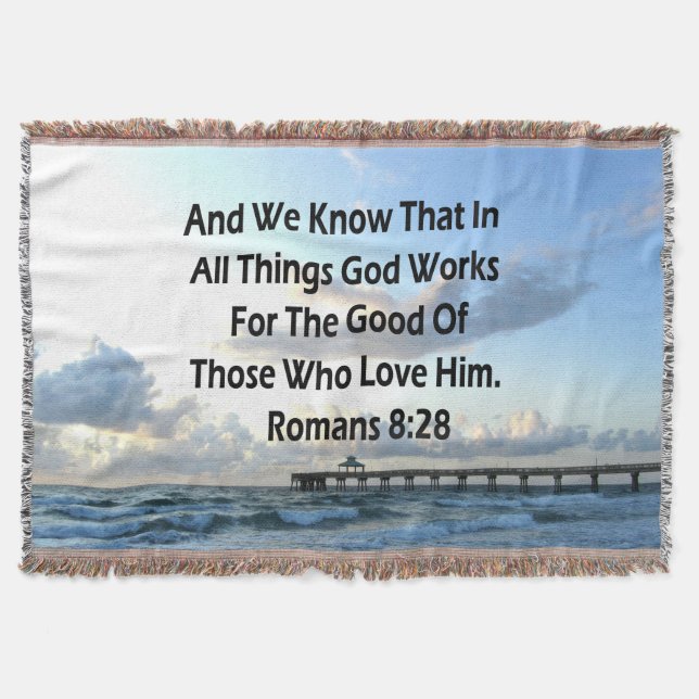 INSPIRING ROMANS 8:28 BIBLE VERSE THROW BLANKET (Front)
