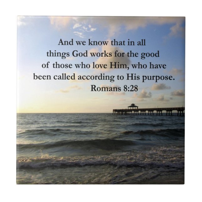 INSPIRING ROMANS 8:28 DESIGN CERAMIC TILE (Front)