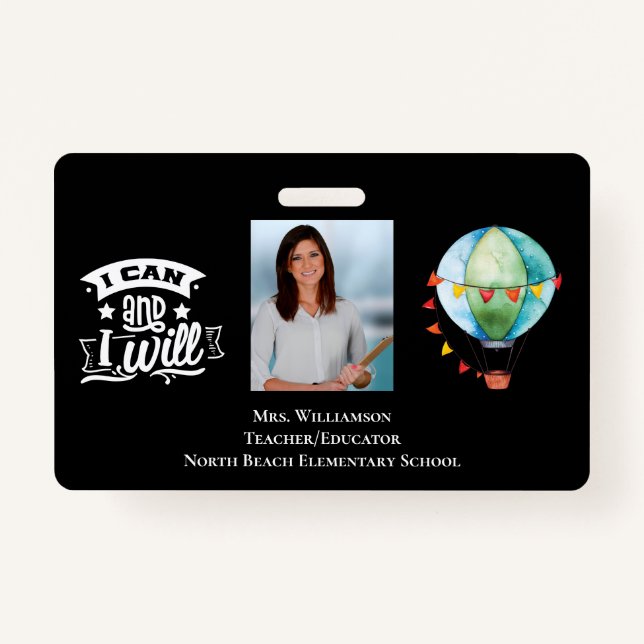 Inspiring School Volunteer Staff Teacher ID Photo  Badge (Front)