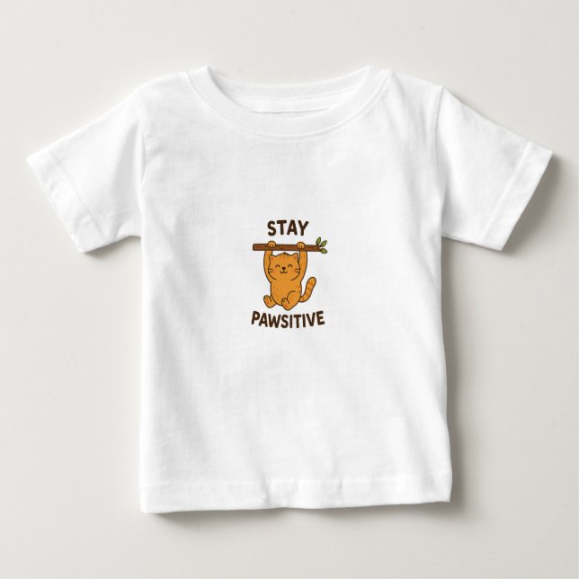 Inspiring "Stay pawsitive" Quote Print Baby T-Shirt (Front)