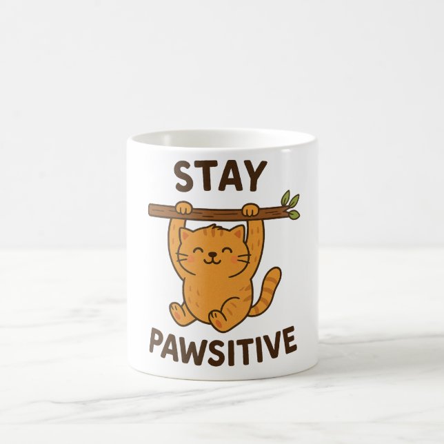  Inspiring "Stay pawsitive" Quote Print Coffee Mug (Center)
