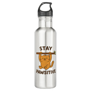 Inspiring "Stay pawsitive" Quote Print Stainless Steel Water Bottle