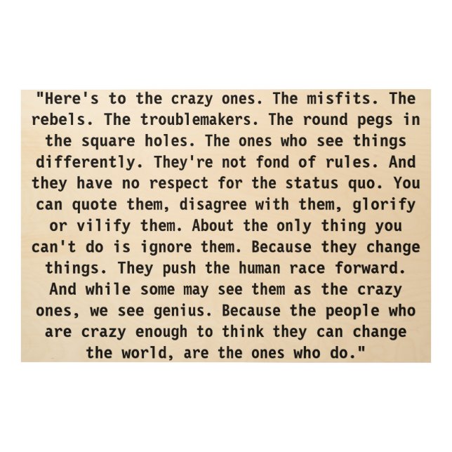 Inspiring Steve Jobs Quote Wood Wall Art (Front)